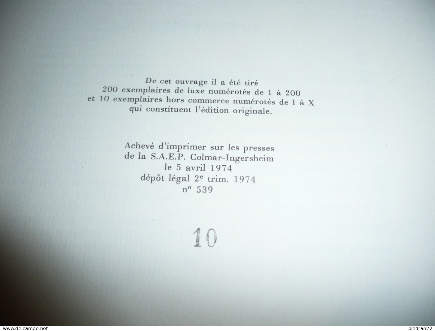 BRETAGNE MORBIHAN VANNES MICHEL DE GALZAIN SAEP 1974 NUMEROTE N° 10/200 CARTONNE SOUS JAQUETTE - Bretagne