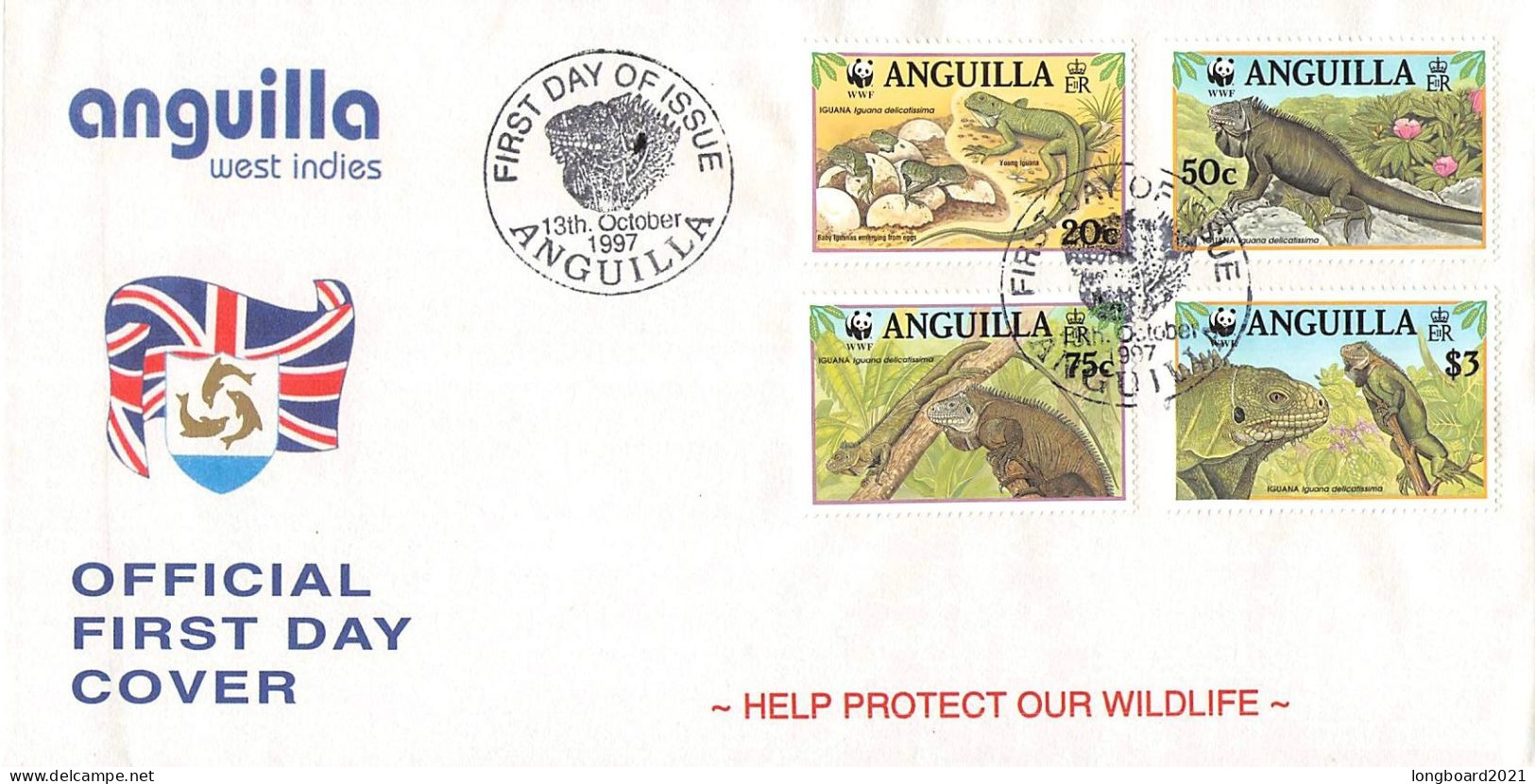 ANGUILLA - FDC WWF 1997 - LIZZARD / 4168 - Anguilla (1968-...)