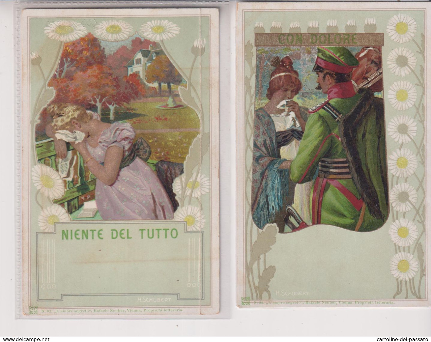 H. SCHUBERT  ILLUSTRATORE LOT 2 POSTCARDS  NO VG - Schubert