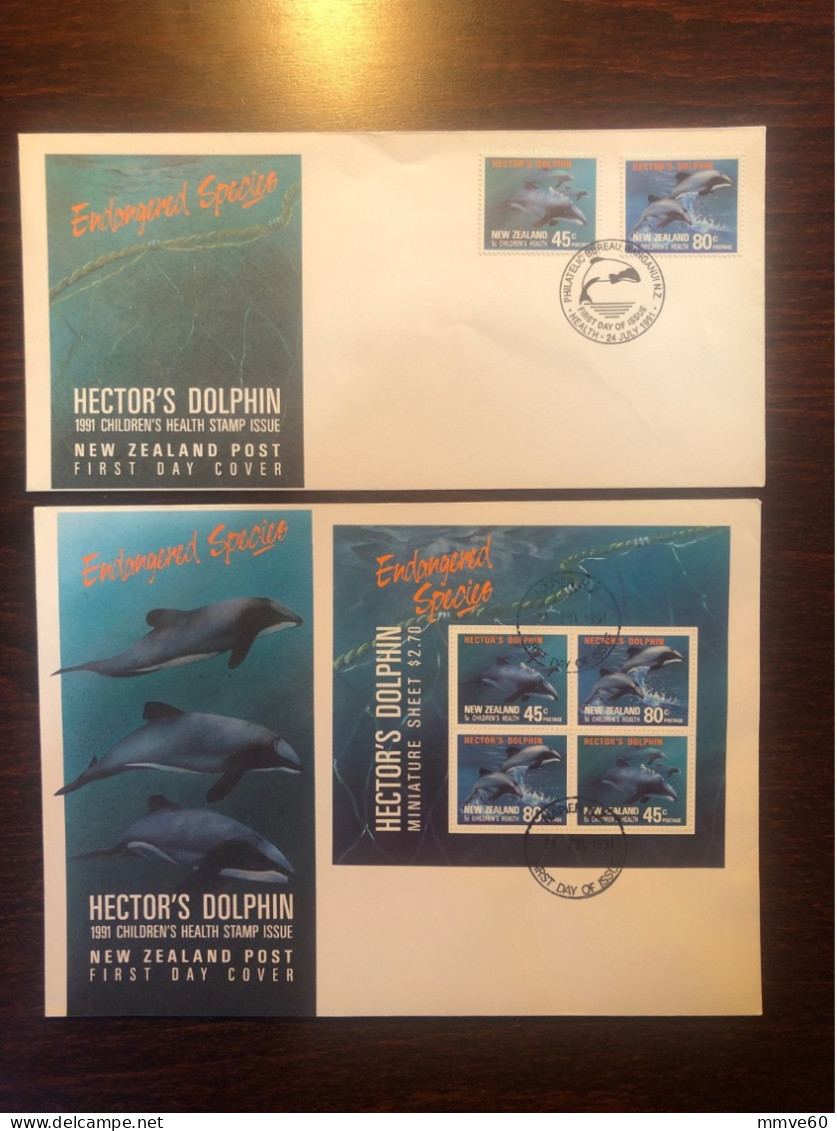 NEW ZEALAND FDC COVERS 1991 YEAR FAUNA DOLPHINS HEALTH MEDICINE - Covers & Documents