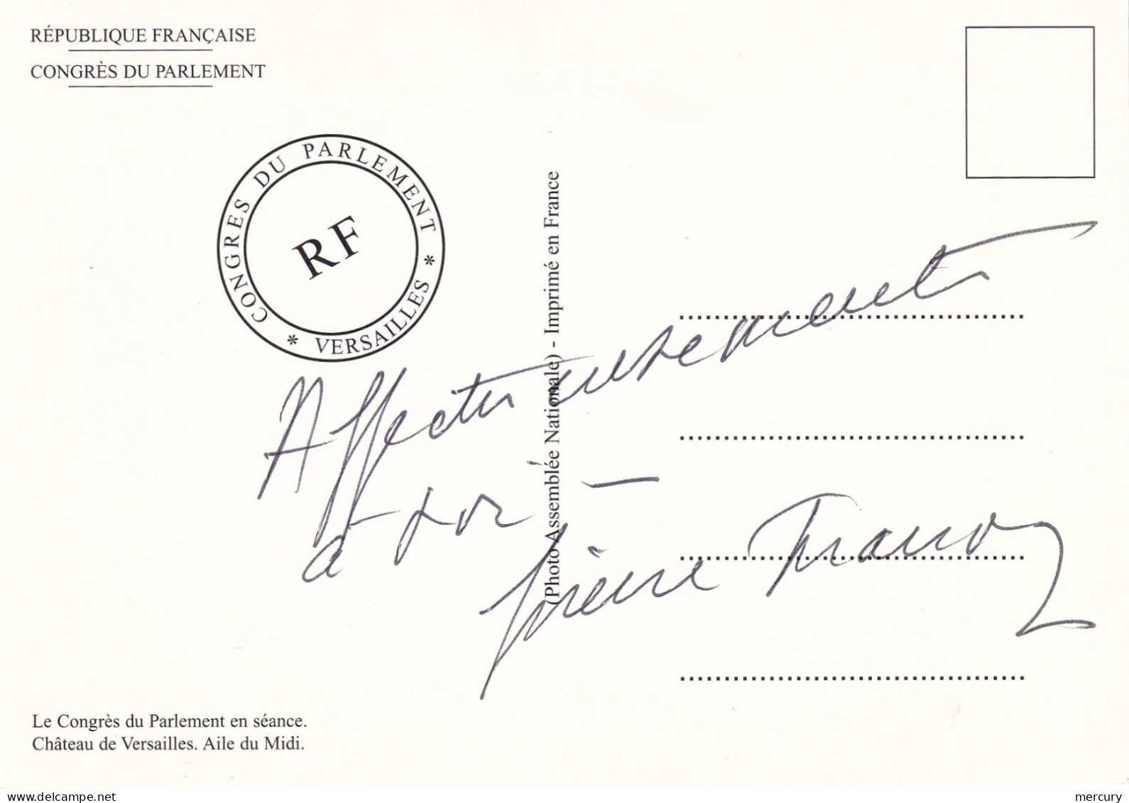 FRANCE - Congrès Du Parlement De Pierre MAUROY Adressé à Mme MAUROY - 2 Scans - Storia Postale