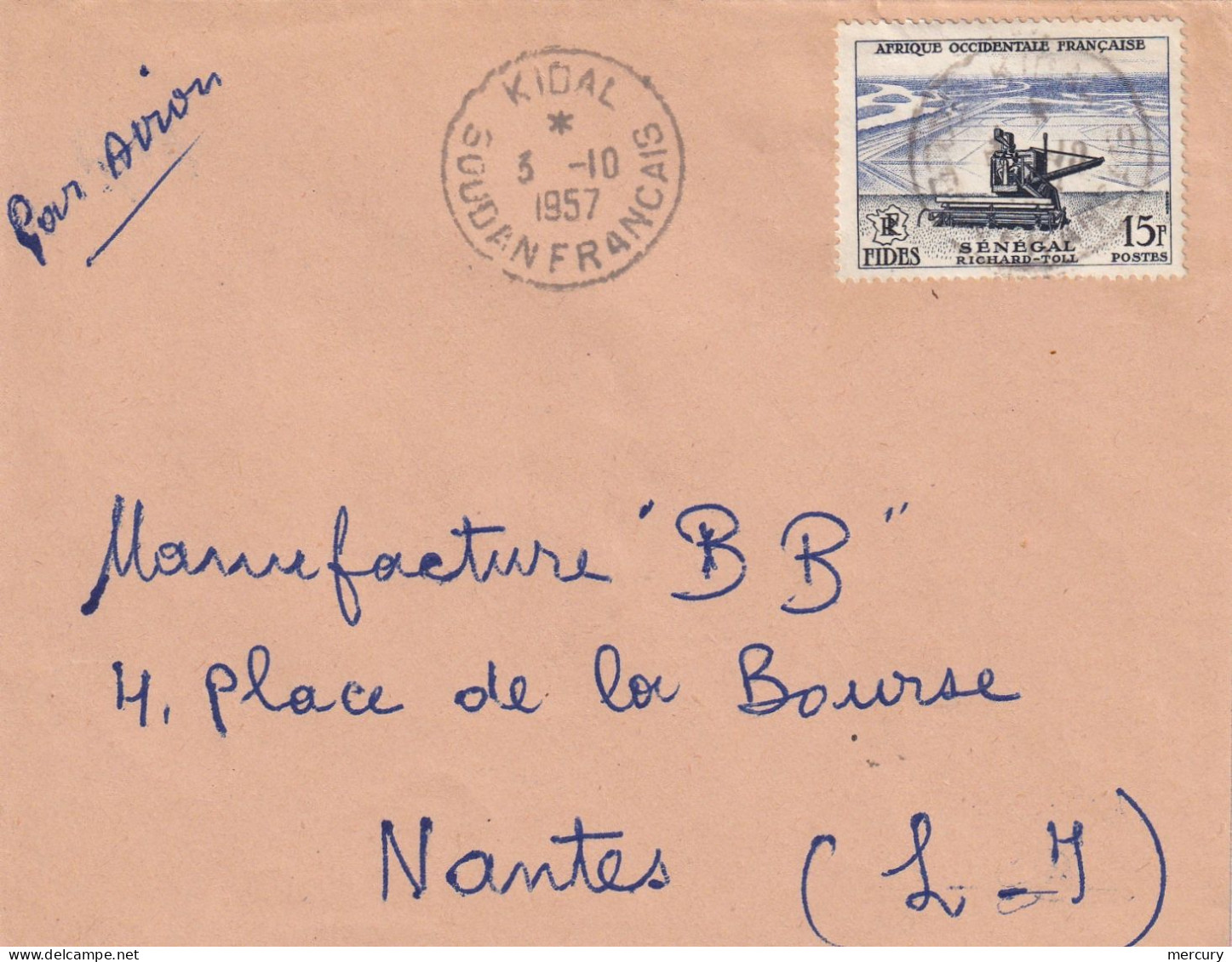 SOUDAN - Lettre Par Avion De Kidal Pour Nantes Du 3/10/1957 - Lettres & Documents