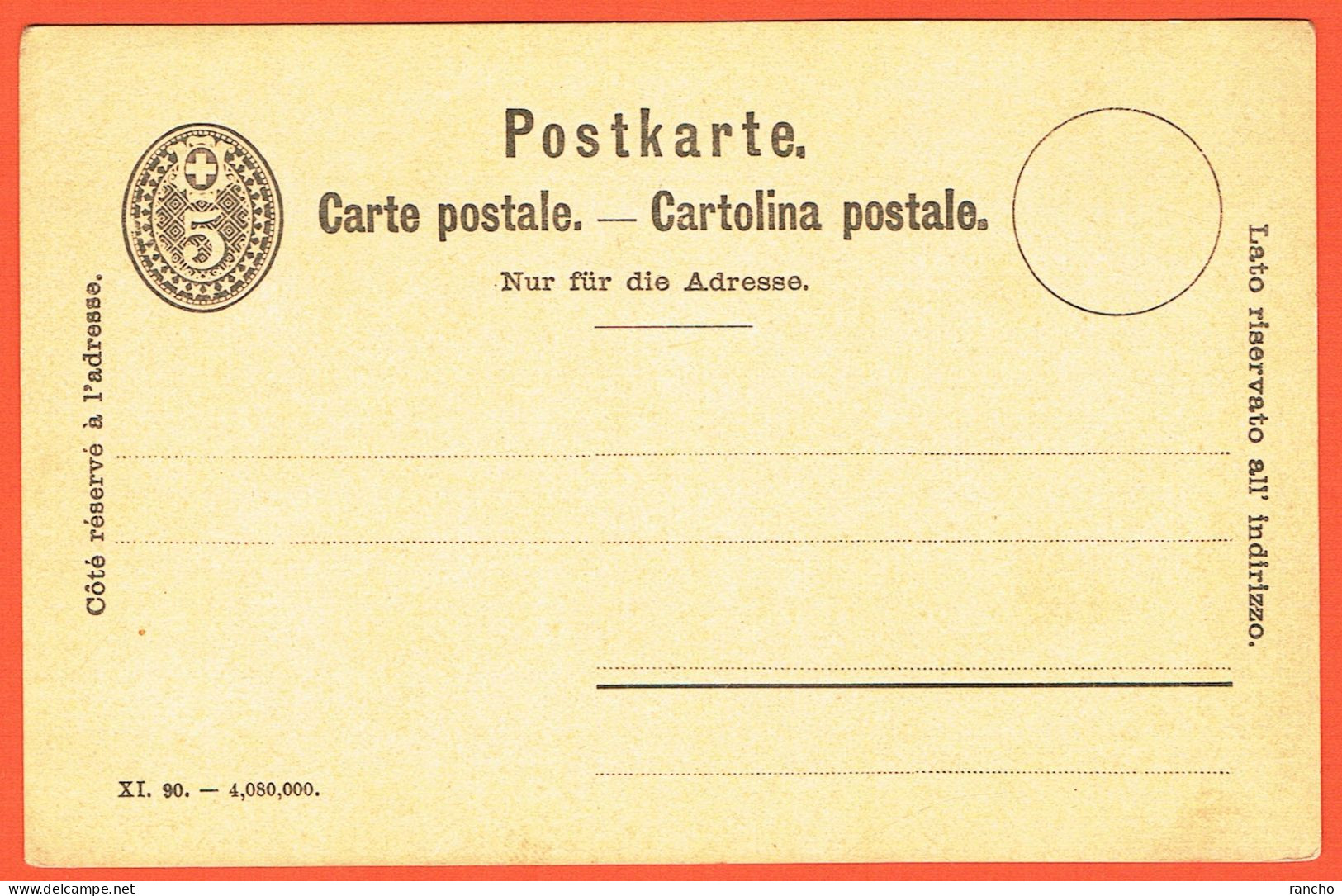 ** SUISSE . CARTE POSTALE . NEUF . 1890 . 5Cts NOIR . ** - Entiers Postaux