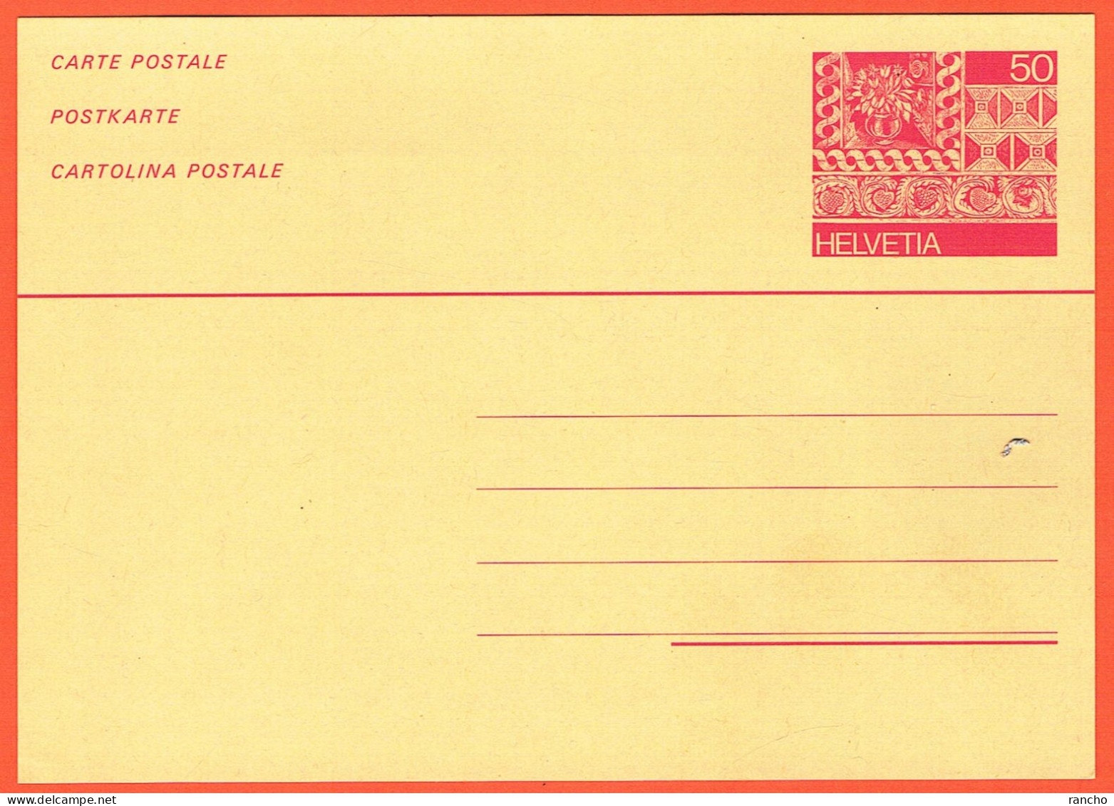 ** SUISSE . CARTE POSTALE . NEUF . 1984 . 50Cts ROUGE . ** - Entiers Postaux