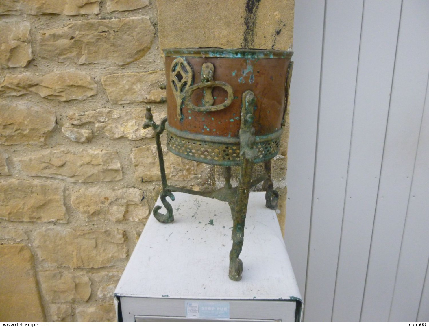 Ancien Cache Pot En Bronze Et Cuivre Artisanal Africain ? à Restaurer - Art Africain