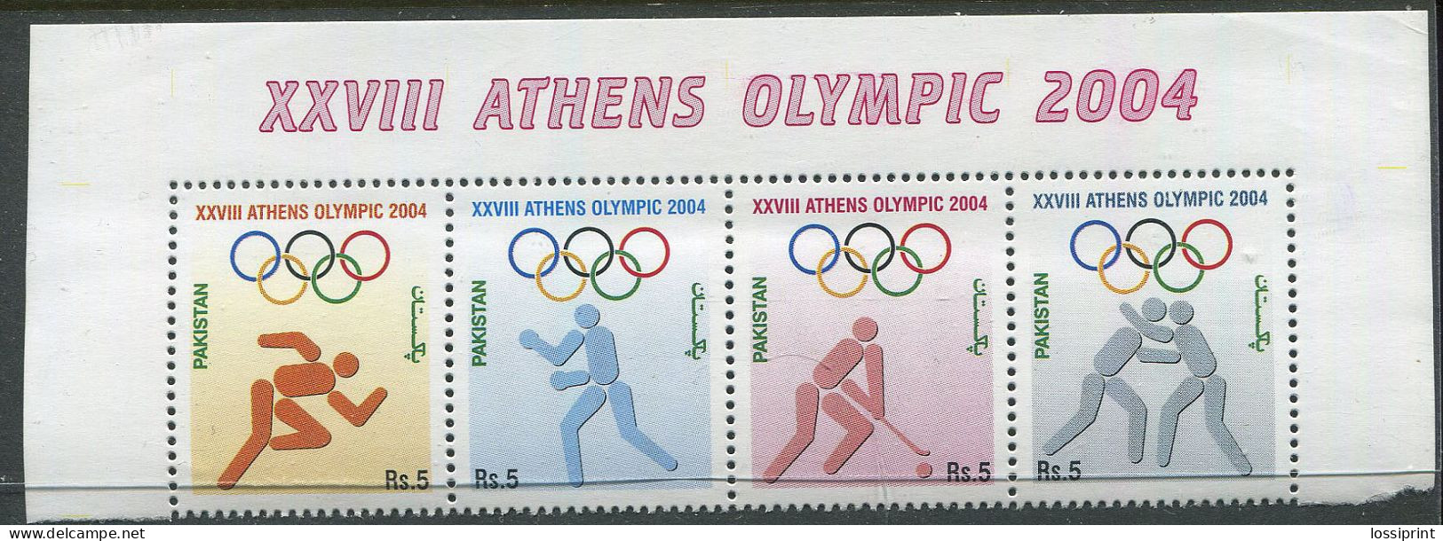 Pakistan:Unused Stamps Strip Athens Olympic Games 2004, MNH, Corners - Summer 2004: Athens