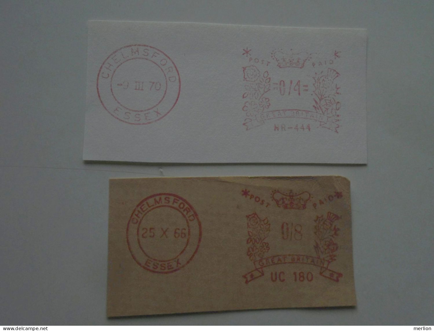 D200498    Red  Meter Stamp  Cut -EMA - Freistempel- UK - CHELMSFORD   1966 And 1970 - Franking Machines (EMA)