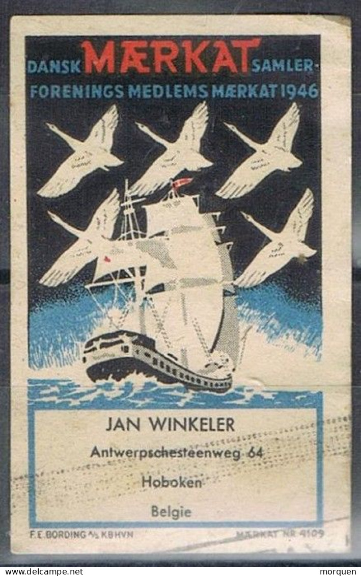 Sello Viñeta Cinderella BELGIEN, Dansk Maeskat Samler, Ship, Barco, Jan WINKELER º - Unclassified