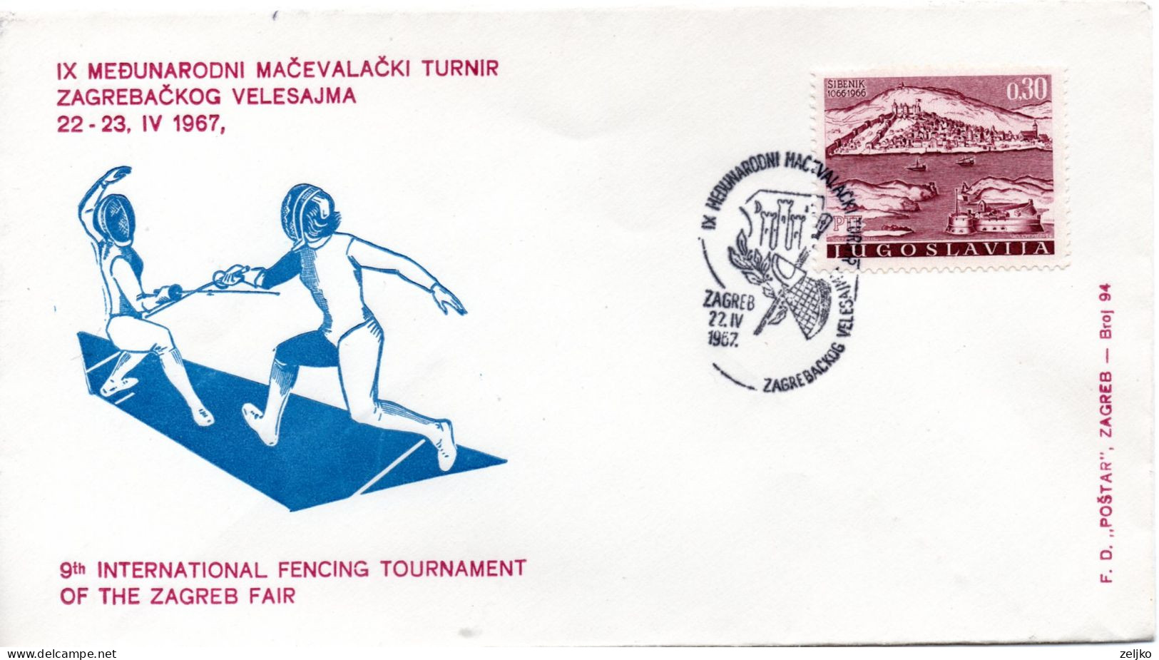 Yugoslavia, Fencing, 9th International Tournament Of The Zagreb Fair 1967 - Scherma