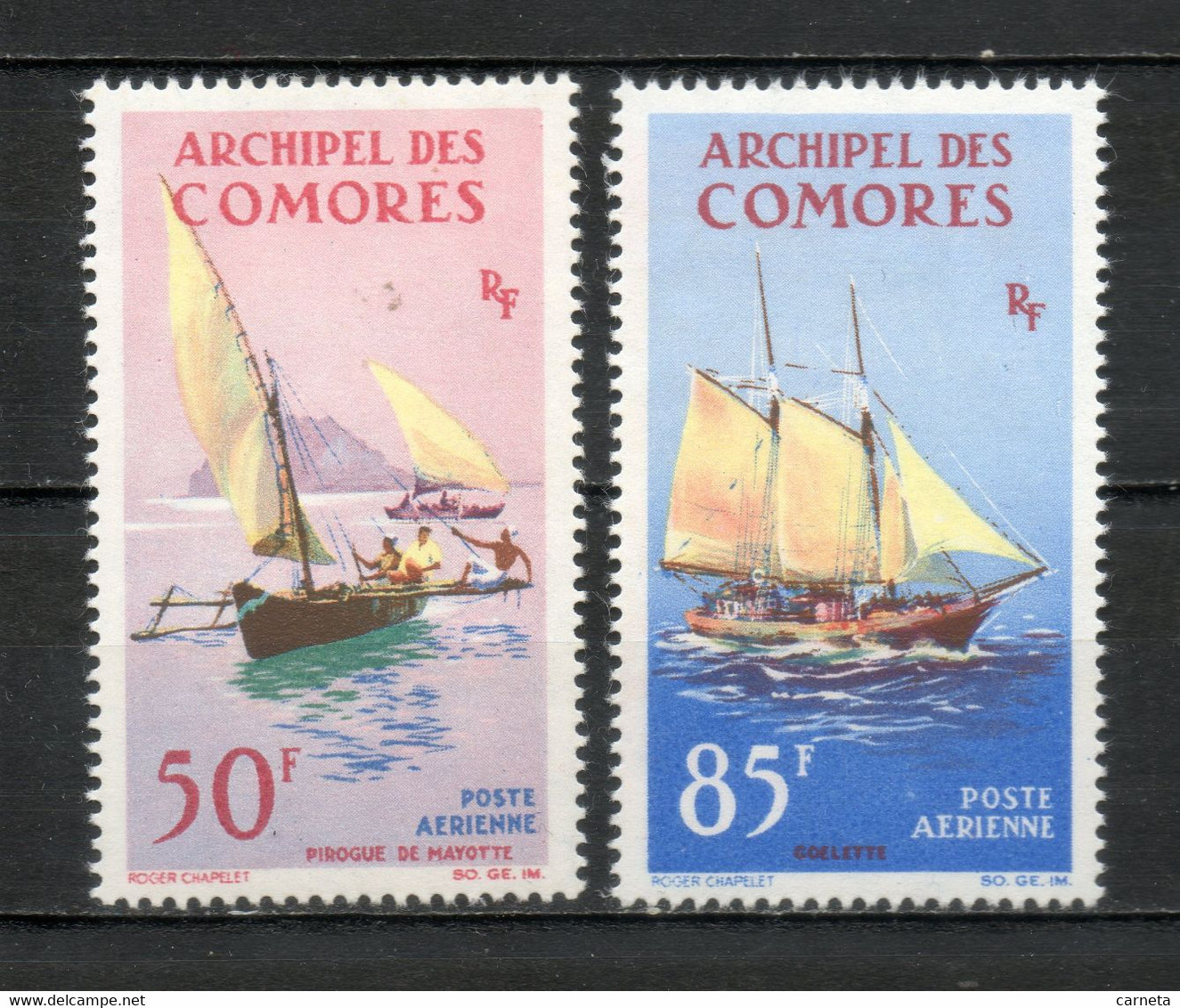 COMORES PA  N° 10 + 11    NEUFS SANS CHARNIERE COTE 9.50€   PIROGUE BATEAUX - Luchtpost