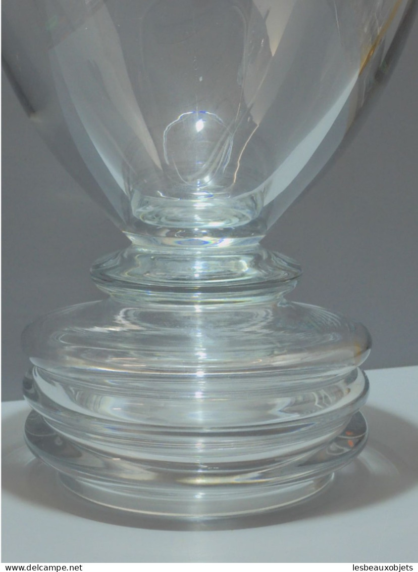 -JOLI GRAND VASE MODERNISTE En VERRE Joli Pied à 3 Renflements CREUX XXe    E - Vetro & Cristallo