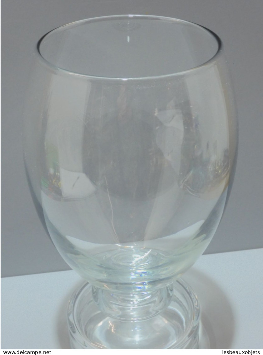 -JOLI GRAND VASE MODERNISTE En VERRE Joli Pied à 3 Renflements CREUX XXe    E - Vetro & Cristallo