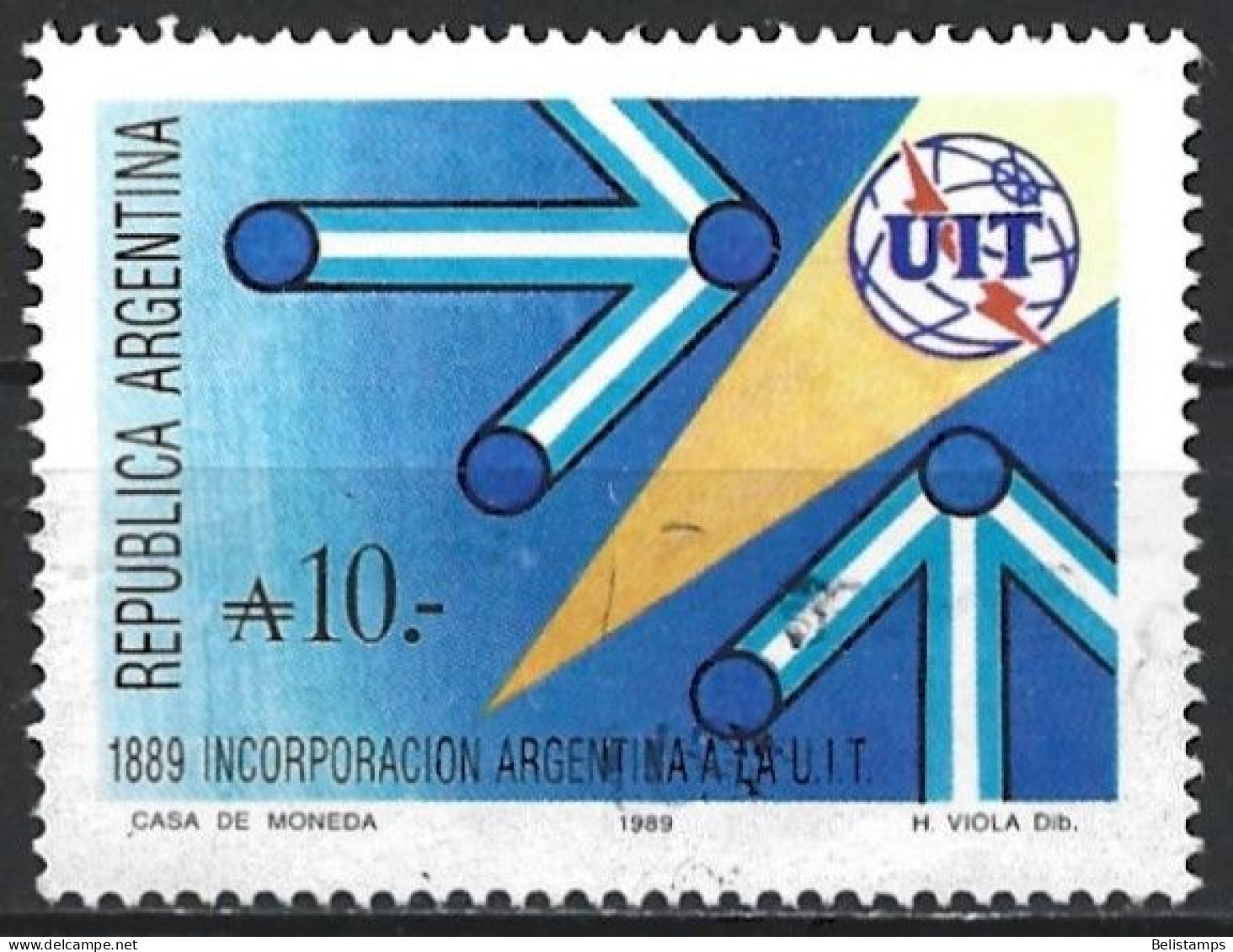 Argentina 1989. Scott #1652 (U) Admission Of Argentina To The ITU, Cent.  *Complete Issue* - Oblitérés