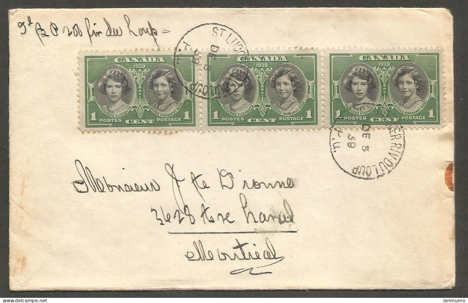 1939 Cover 3x1c Royal Visit CDS St Ludger Riviere Du Loup PQ Wax Seals - Postal History