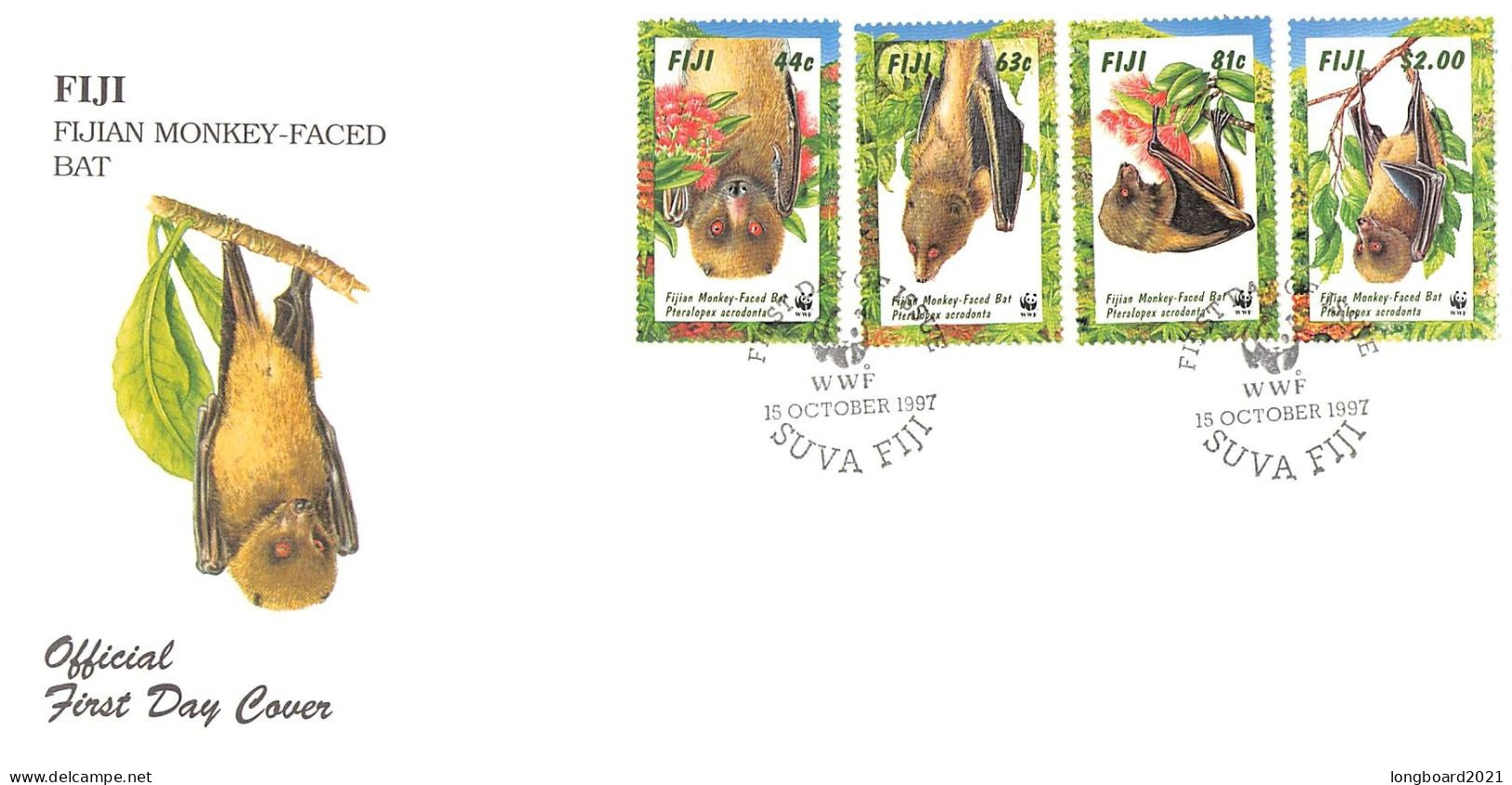 FIJI - FDC WWF 1997 - BATS / 4184 - Fiji (1970-...)