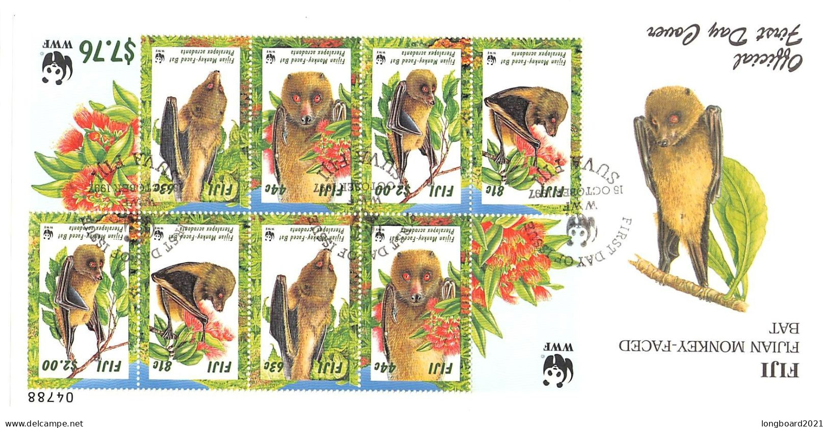 FIJI - FDC WWF 1997 - BATS -MINISHEET- / 4185 - Fidji (1970-...)