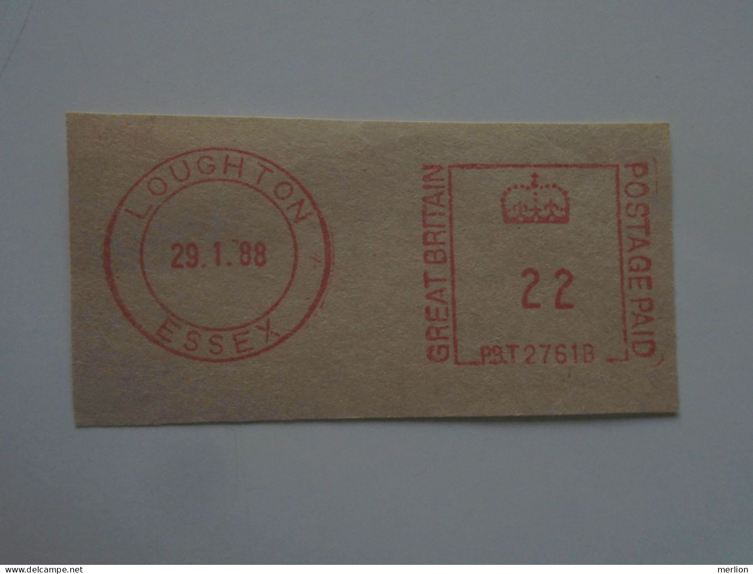 D200507    Red  Meter Stamp  Cut -EMA - Freistempel- UK -  LOUGHTON ESSEX  1988 - Franking Machines (EMA)