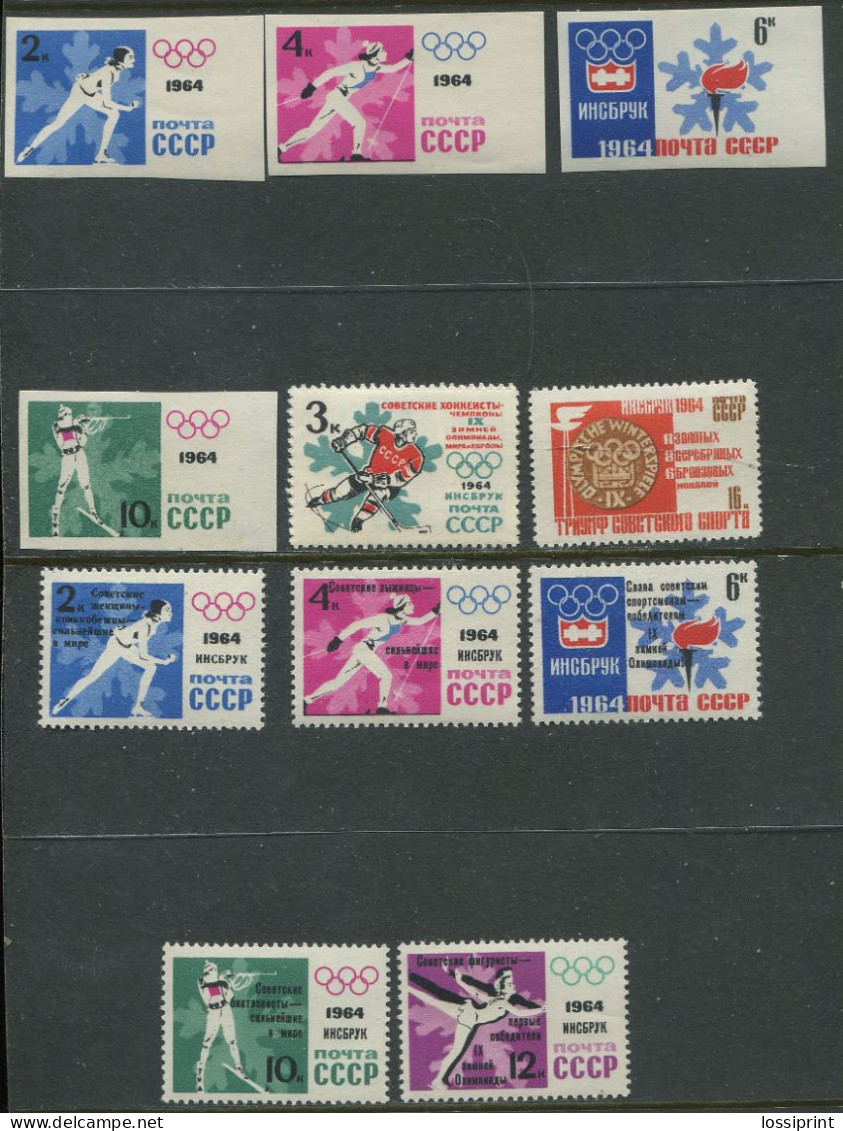 Soviet Union:Russia:USSR:Unused Stamps And Overprinted Stamps Series Innsbruck Olympic Games 1964, MNH - Hiver 1964: Innsbruck