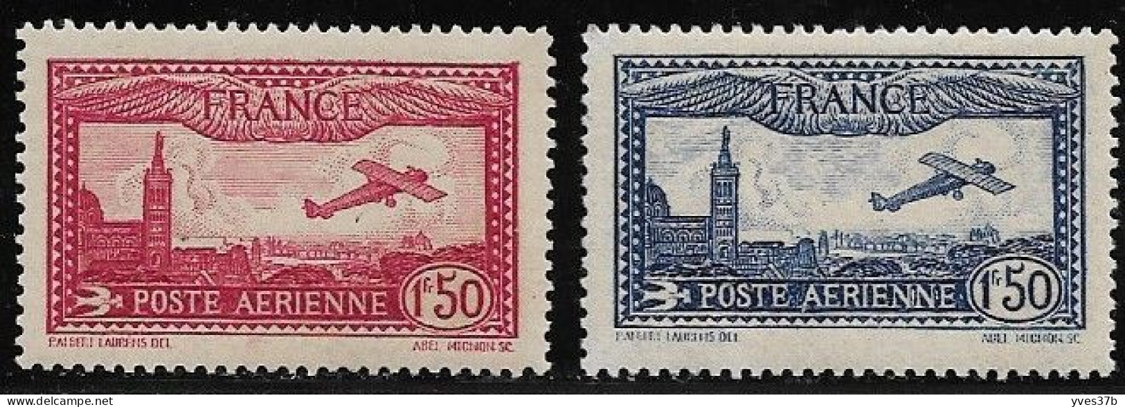 FRANCE PA N°5/6 "1fr50 Carmin & 1fr50 Bleu" - SUP - - 1927-1959 Ungebraucht