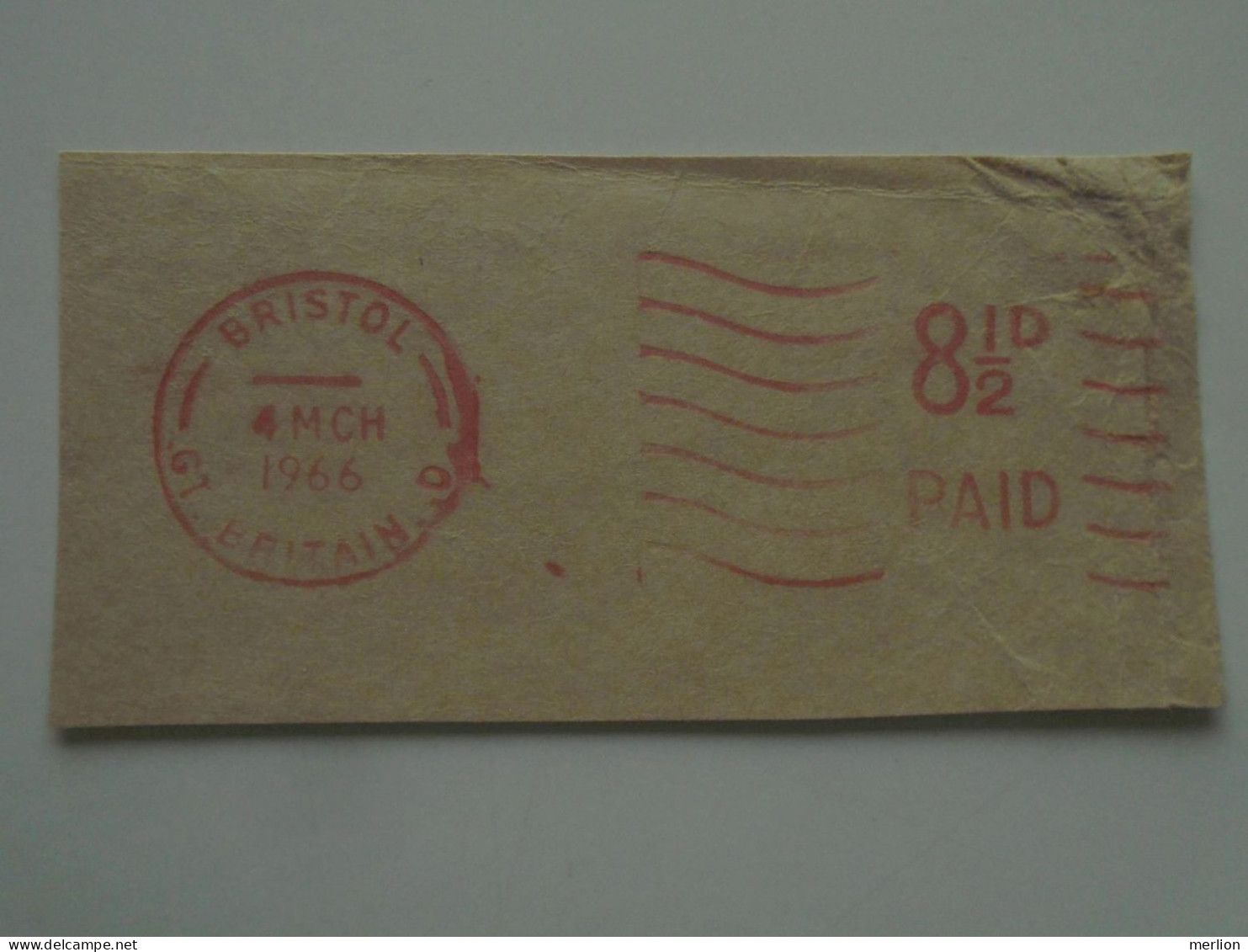 D200512  Red  Meter Stamp  Cut -EMA - Freistempel- UK - BRISTOL  1966 - Franking Machines (EMA)