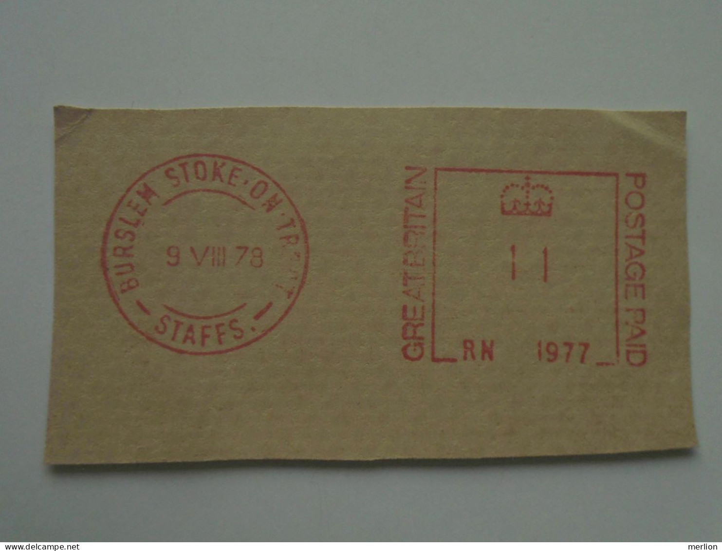 D200514   Red  Meter Stamp  Cut -EMA - Freistempel- UK - Burslem Stoke On Trent  1978 - Franking Machines (EMA)