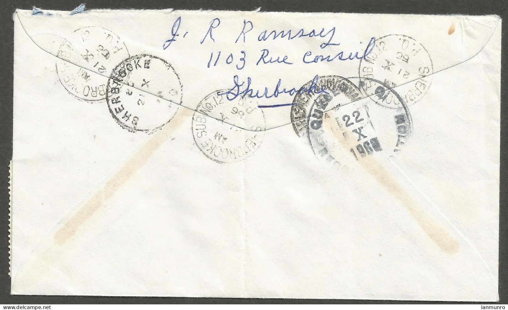 1966 Registered Cover 40c Paper CDS Sherbrooke Sub No 12 PQ To Quebec - Histoire Postale