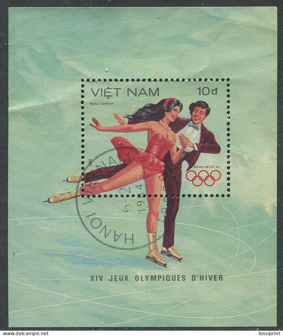 Vietnam:Used Block Sarajevo Olympic Games 1984, Figure Skating - Winter 1984: Sarajevo