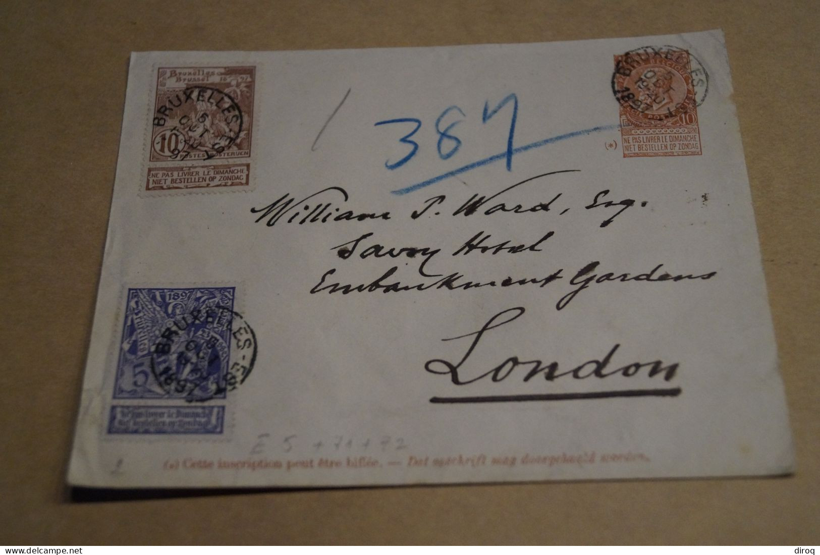 Superbe Envoi Belgique-London,3 Timbres 1897,magnifiques Oblitérations,pour Collection - 1894-1896 Esposizioni