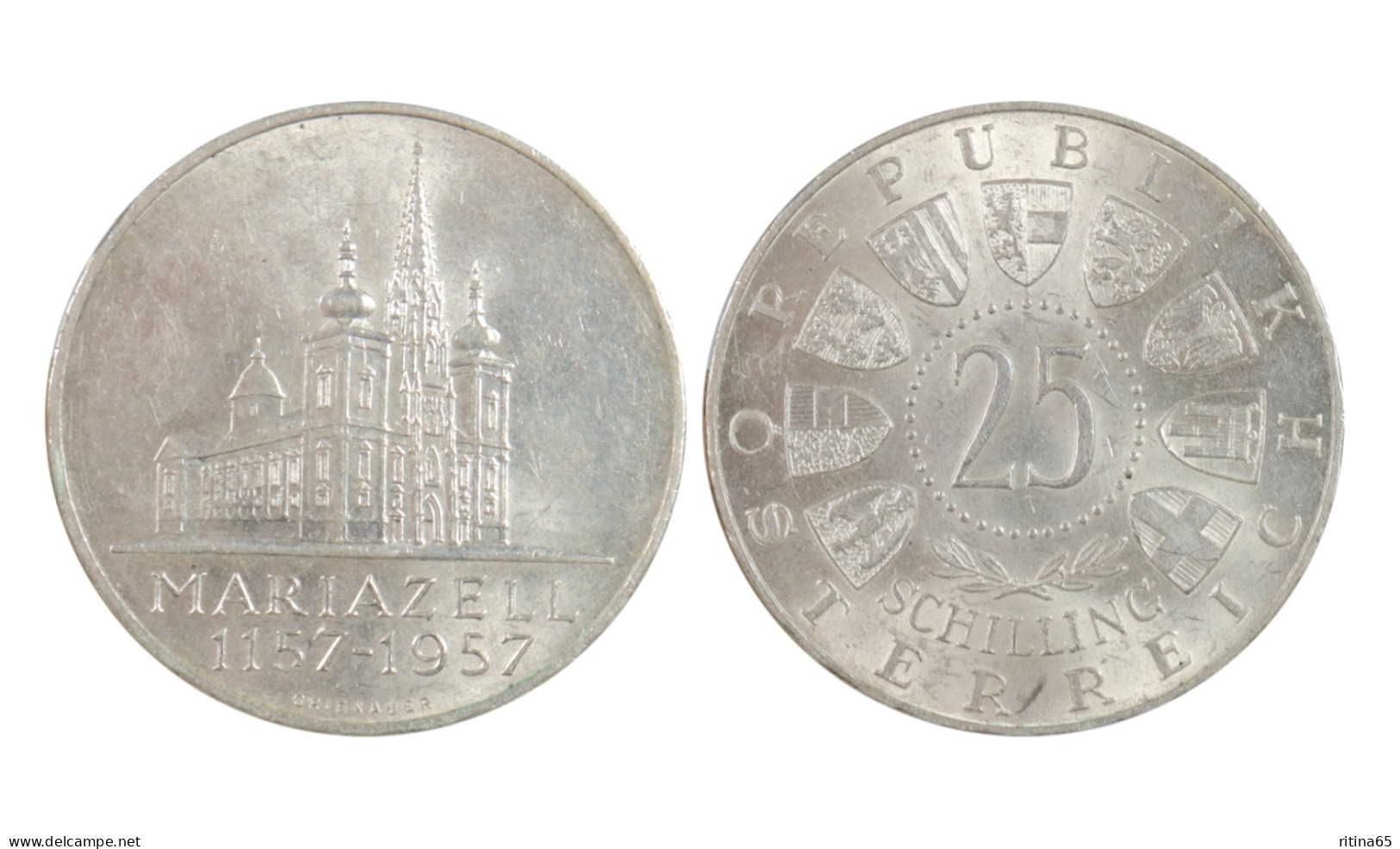 AUSTRIA !!! 25 SHILLING 1957 MARIAZELL IN ARGENTO KM# 2883 - Autriche