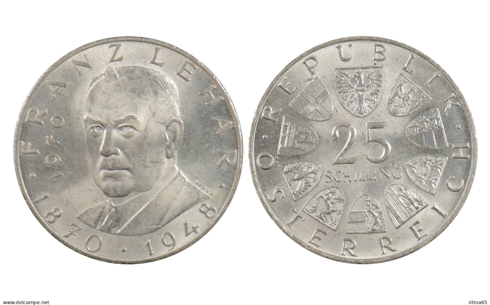 AUSTRIA !!! 25 SHILLING 1970 FRANZ LEHAR IN ARGENTO KM# 2907 - Autriche