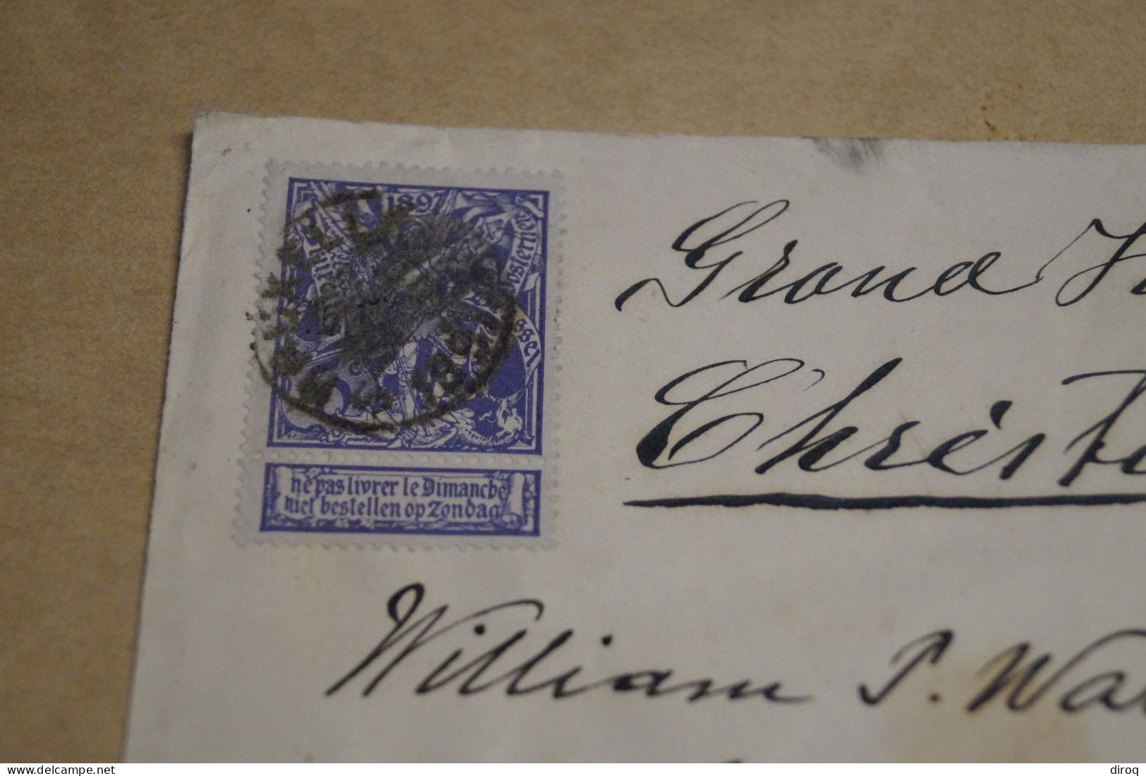 Superbe Envoi Belgique Kristiana,envoyé à William P.Ward,8 Timbres 1897,magnifiques Oblitérations,pour Collection - 1894-1896 Exposiciones