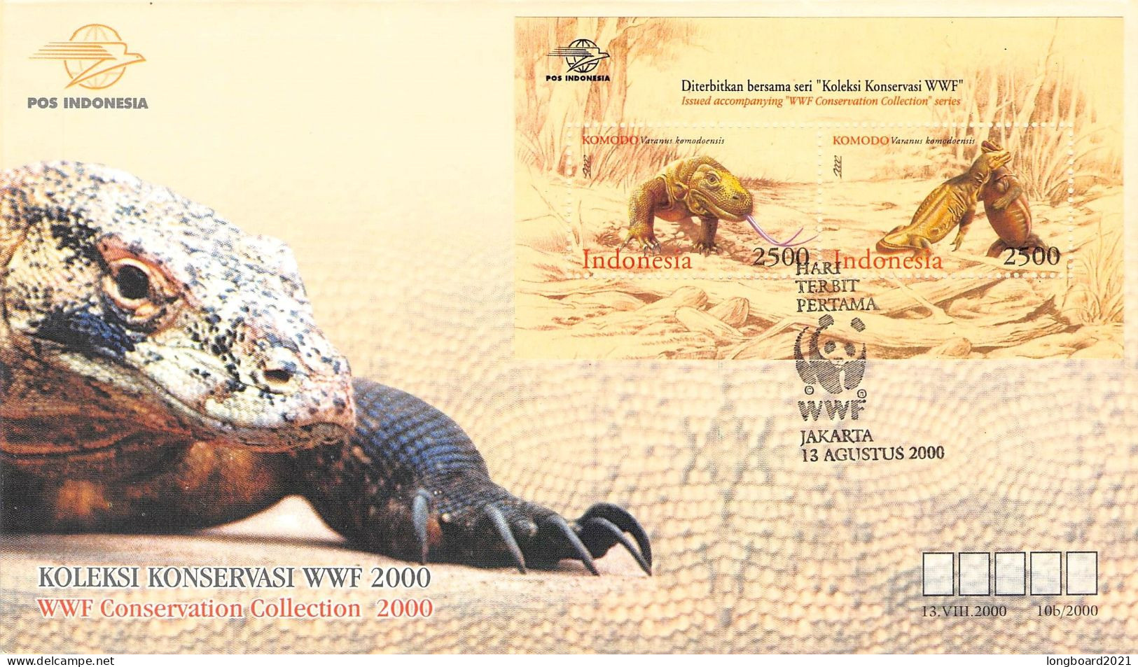 INDONESIA - FDC WWF 2000 - COMODO WARAN / 4199 - Indonesia