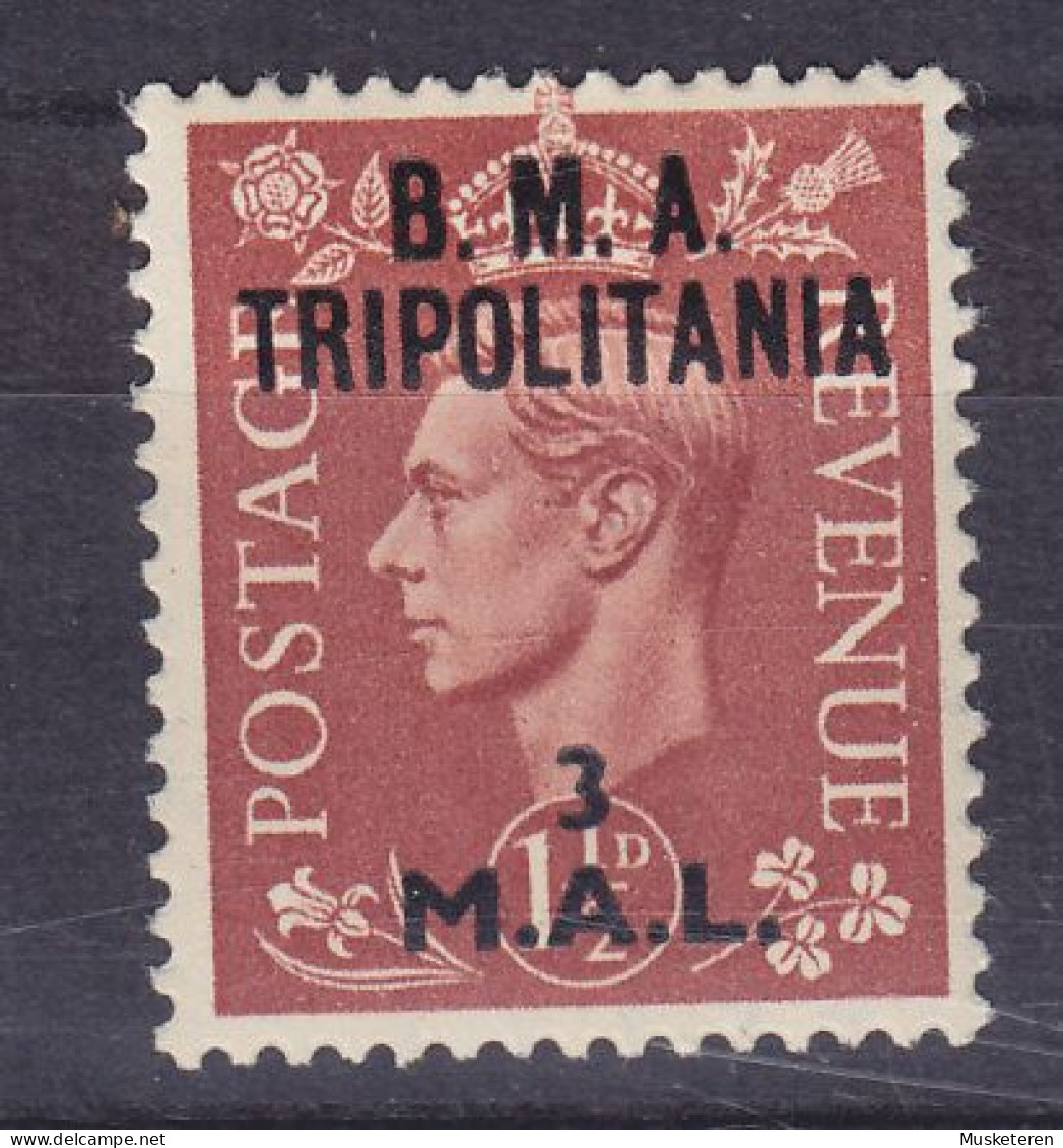 B.M.A. British Military Administration Tripolitania 1948 Mi. 3, 3 MAL Auf 1½p. GVI. Overprinted, MH* - Tripolitania