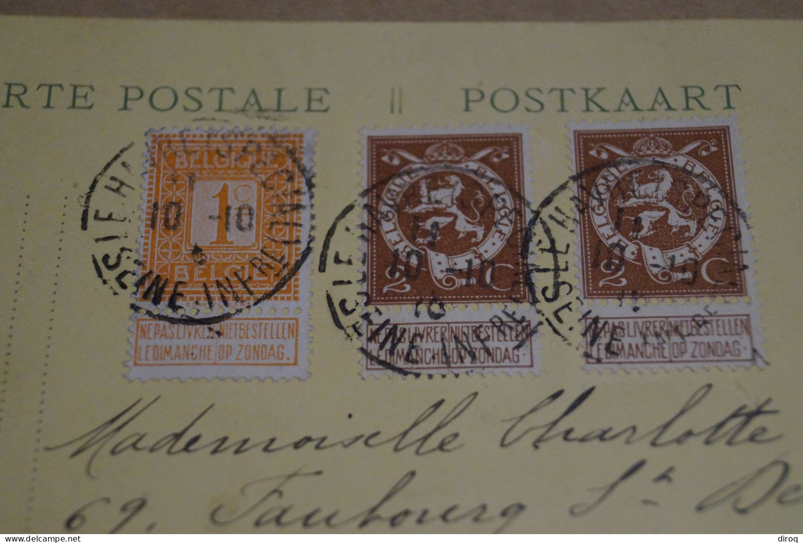 Superbe Envoi Belgique à Paris,3 Timbres,date ? à Identifier ,magnifiques Oblitérations,pour Collection - 1905-1934