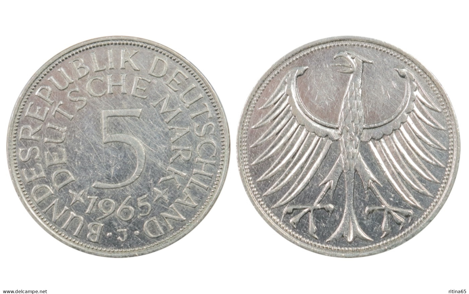 GERMANIA !!! 5 MARK 1965 J IN ARGENTO KM# 112 - 5 Marcos