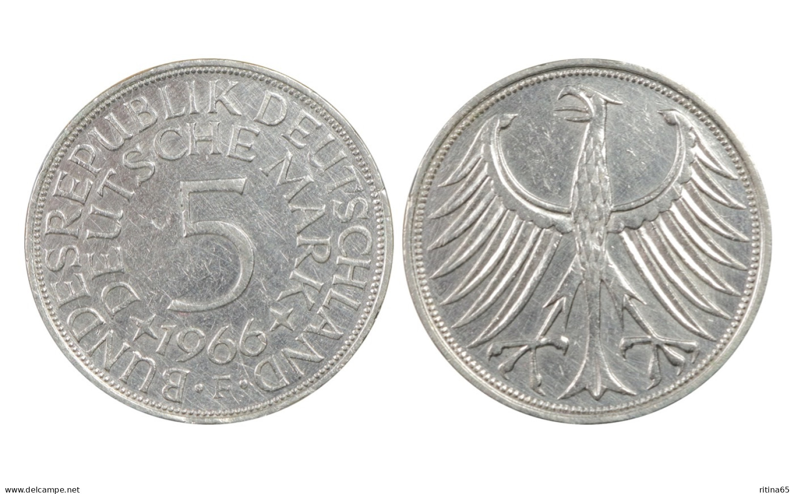 GERMANIA !!! 5 MARK 1966 F IN ARGENTO KM# 112 - 5 Marcos