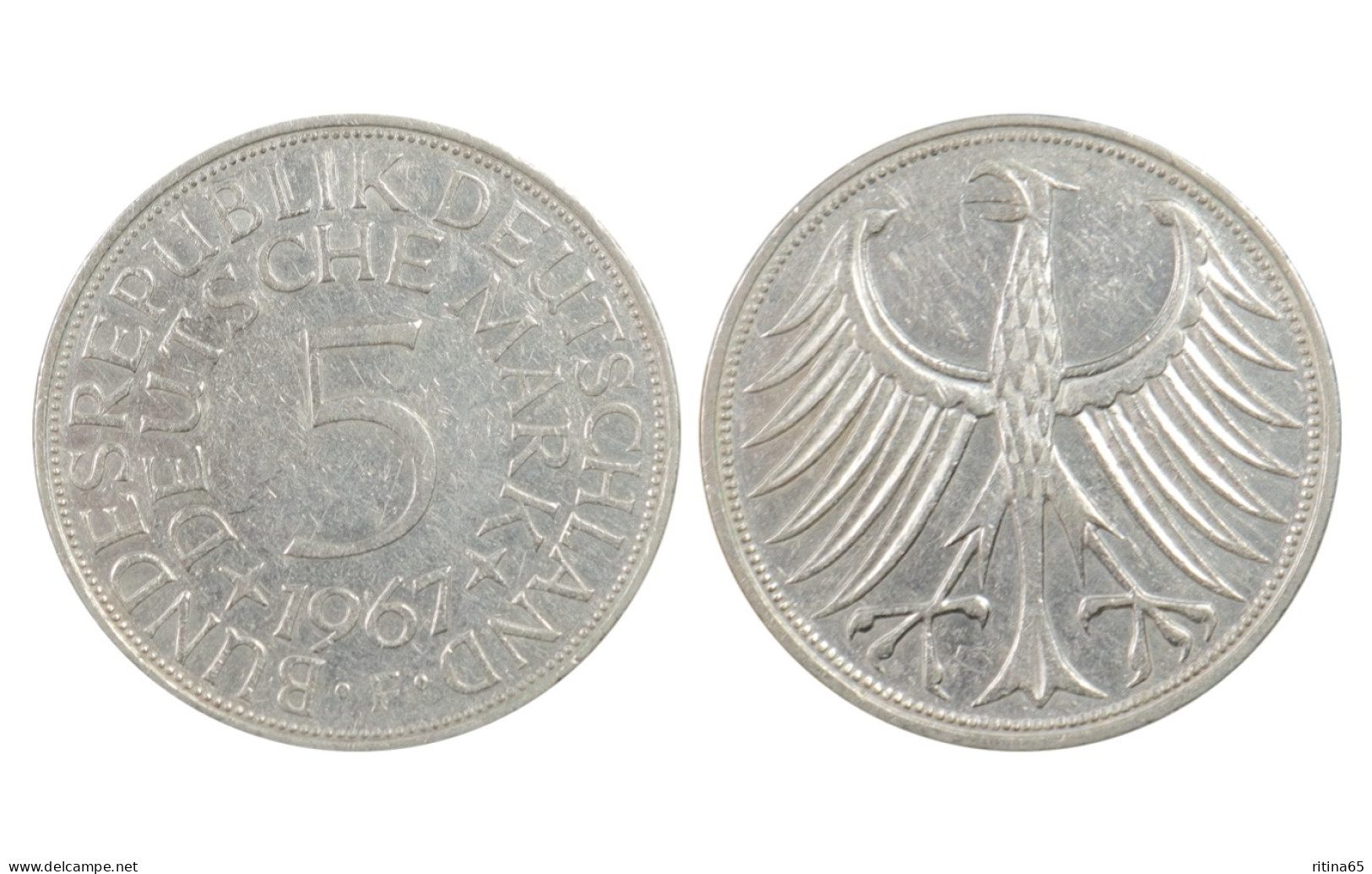 GERMANIA !!! 5 MARK 1967 F IN ARGENTO KM# 112 - 5 Mark