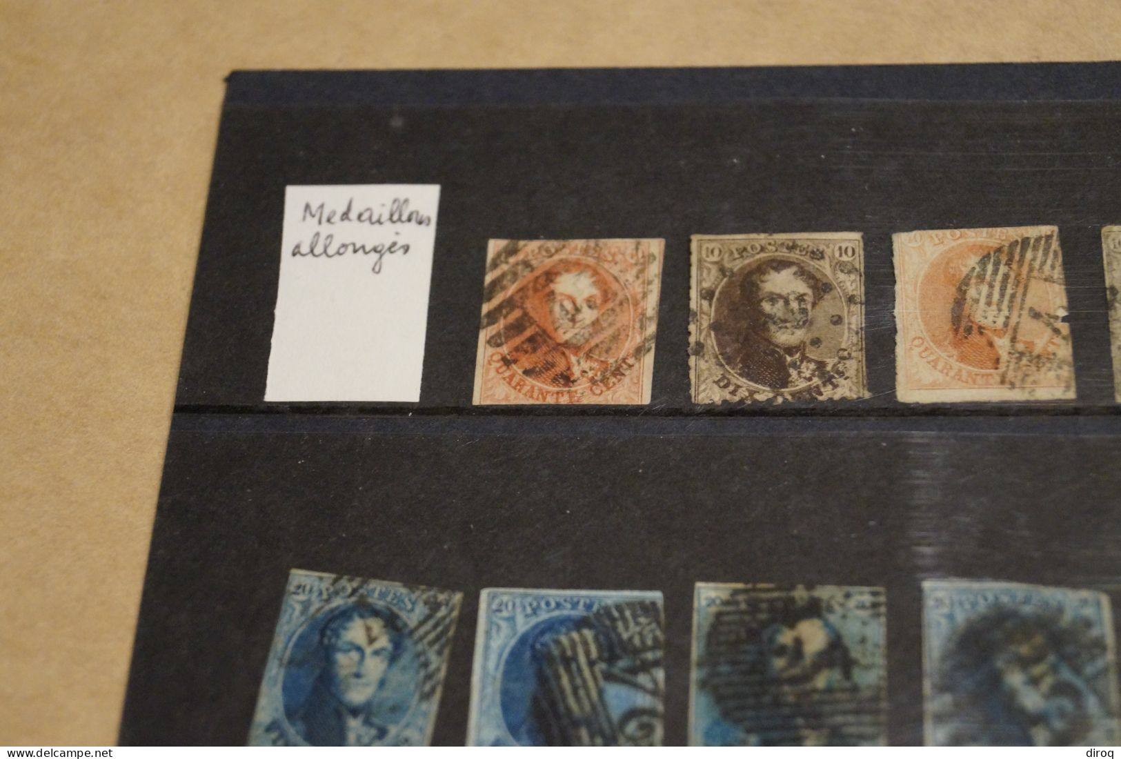 RARE, médaillons allongés, 10 - 20 et 40 C.,oblitérations à identifier,collection,collector