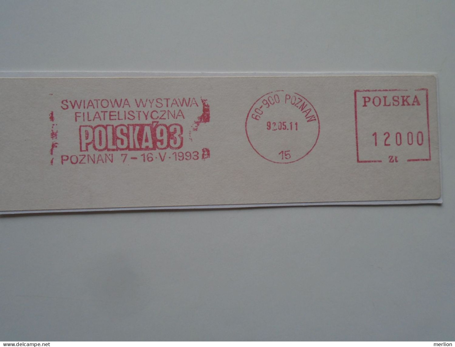 D200519  Red  Meter Stamp  Cut -EMA - Freistempel-  Polska Poland -  Polska'93  Poznan - 1992 - Franking Machines (EMA)