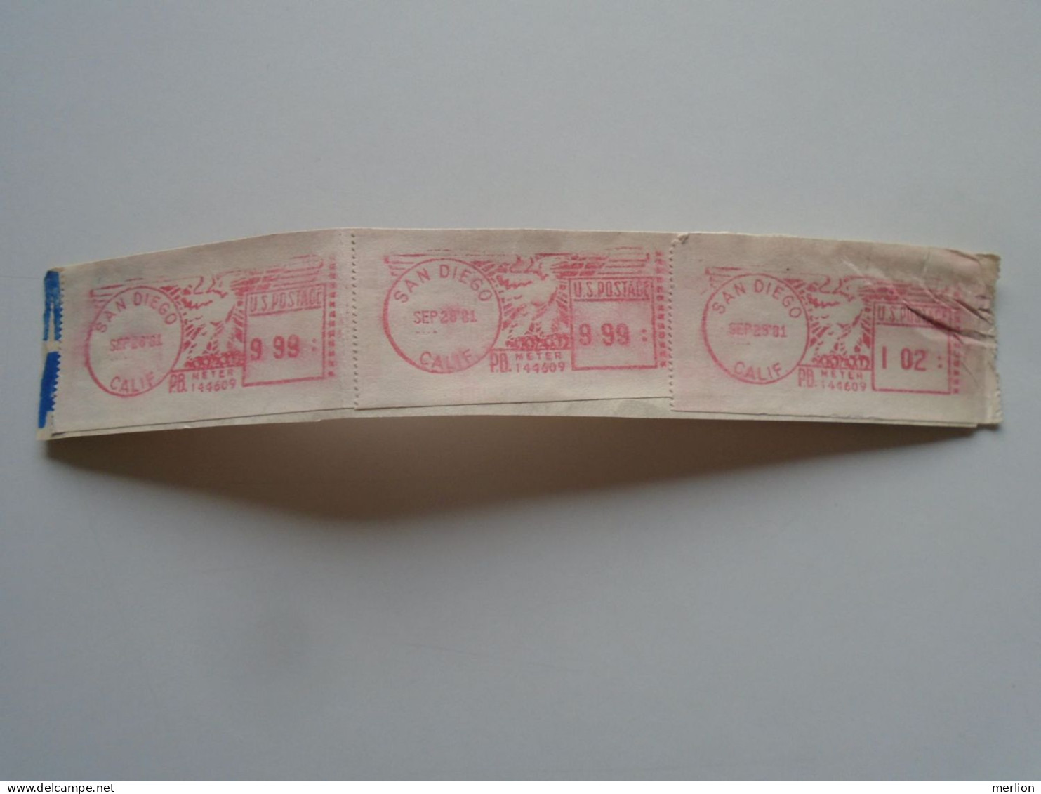 D200522  Red  Meter Stamp  Cut -EMA - Freistempel-  1981 USA  San Diego California - Altri & Non Classificati