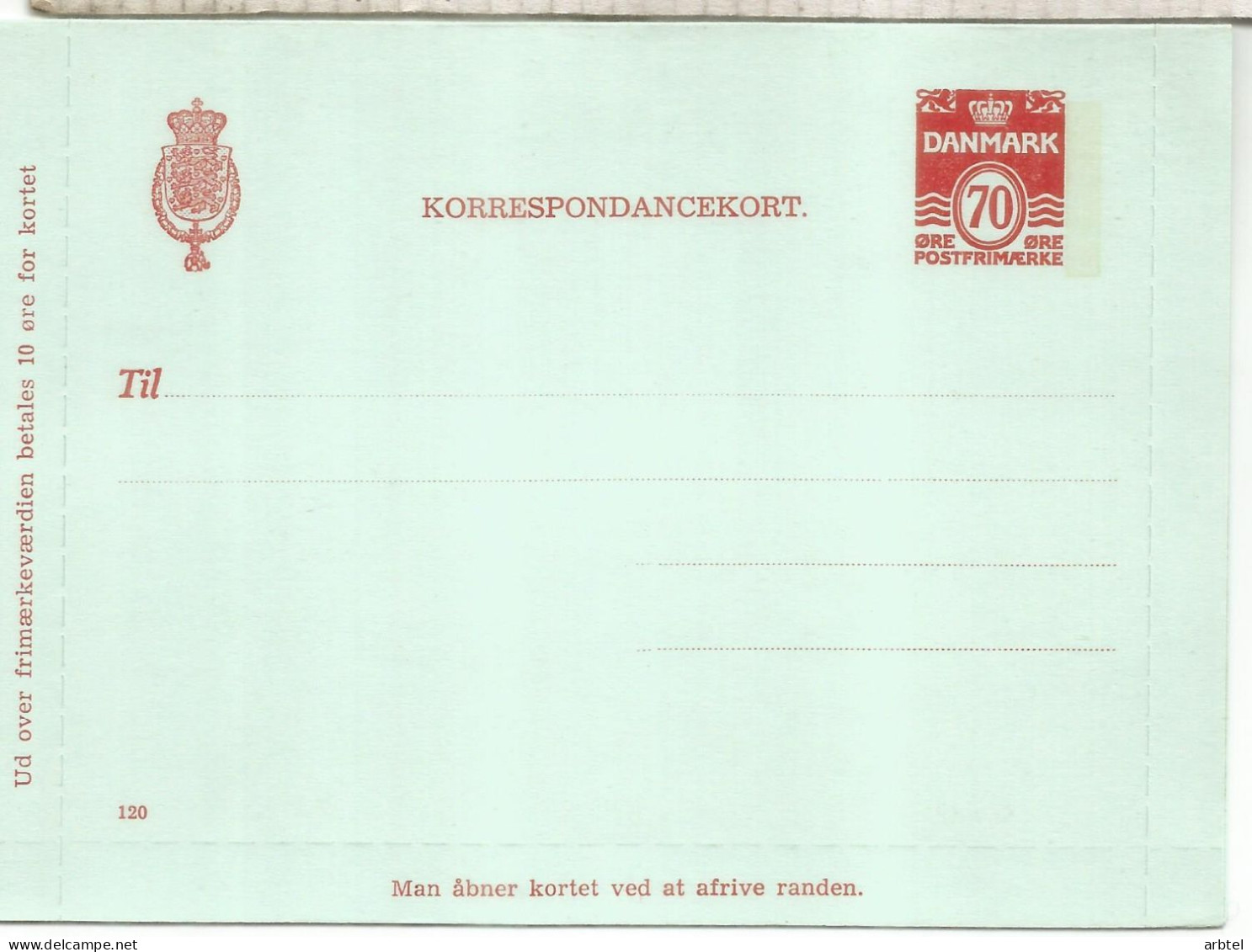 DINAMARCA ENTERO POSTAL 70 ORE - Postwaardestukken