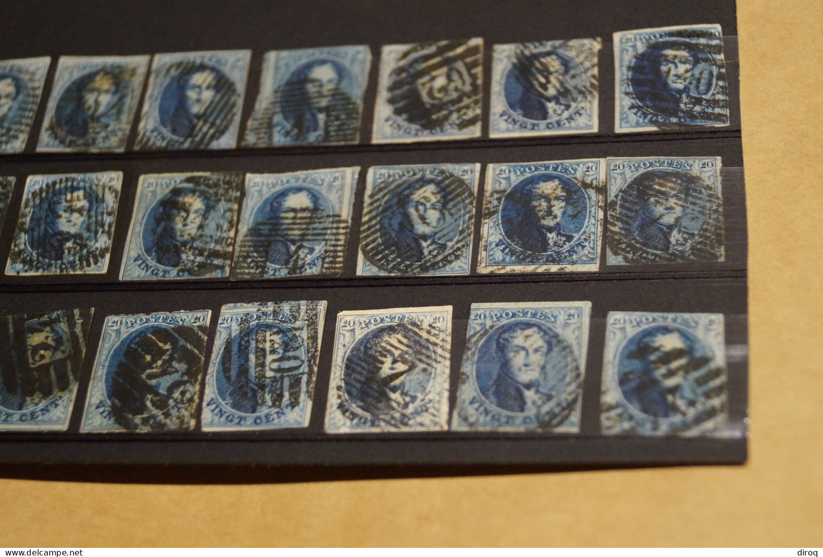 RARE Lot De 21 Timbres Non Dentelés,oblitérations De Bureau De Poste à Identifier,timbres 20 C. - Matasellado De Barras: Distribuciones