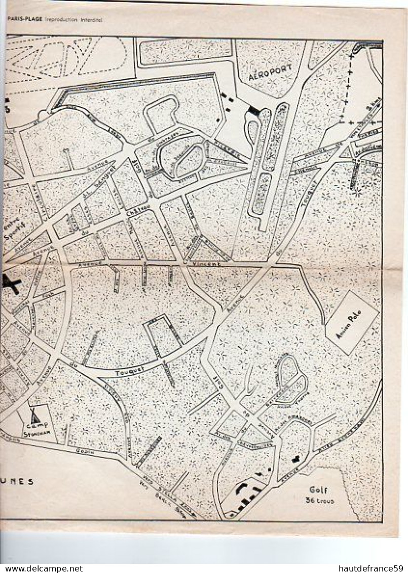 Ancien Plan Du TOUQUET PARIS PLAGE édité Par Syndicat D Initiative Du Touquet - 42cm X 28cm  Avec Légende - Cartes Topographiques