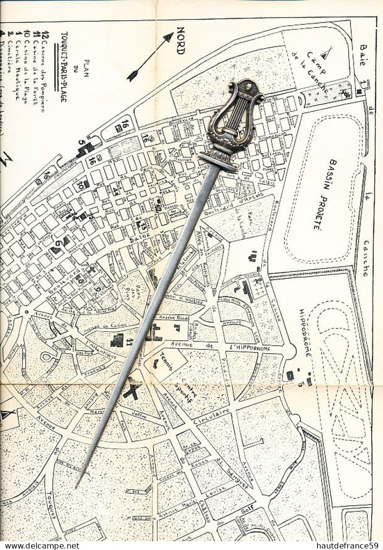 Ancien Plan Du TOUQUET PARIS PLAGE édité Par Syndicat D Initiative Du Touquet - 42cm X 28cm  Avec Légende - Cartes Topographiques