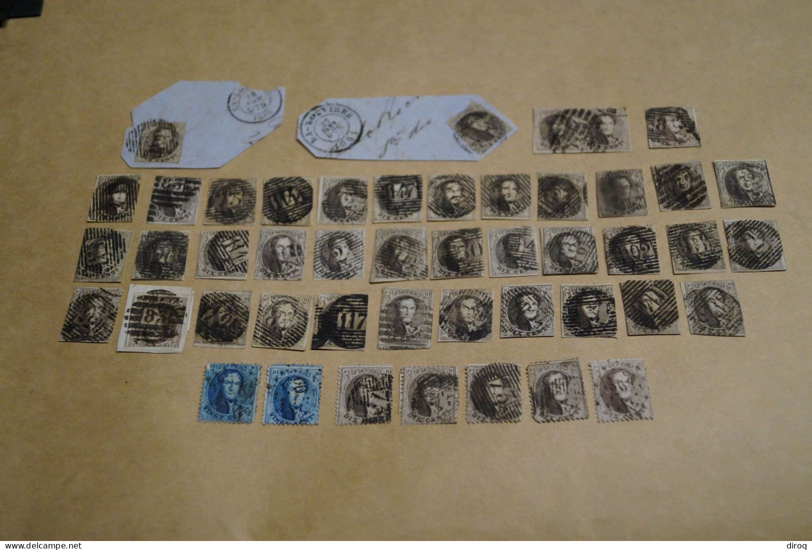 RARE Lot De 47 Timbres Non Dentelés,1860-1861,oblitérations De Bureau De Poste à Identifier,timbres - 1858-1862 Medaillons (9/12)