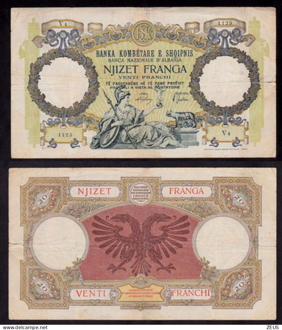 ALBANIA VENTI FRANCHI 1939 PIK 7 MB - Albanien