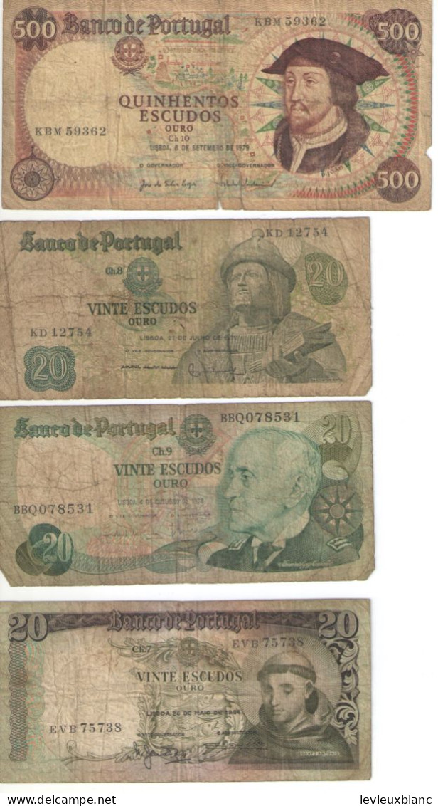 Billets Anciens X 4 / Banco De Portugal/500-20-20-20 Ouro/Escudos/ 1964-1971-1978-1979            BILL267 - Portugal