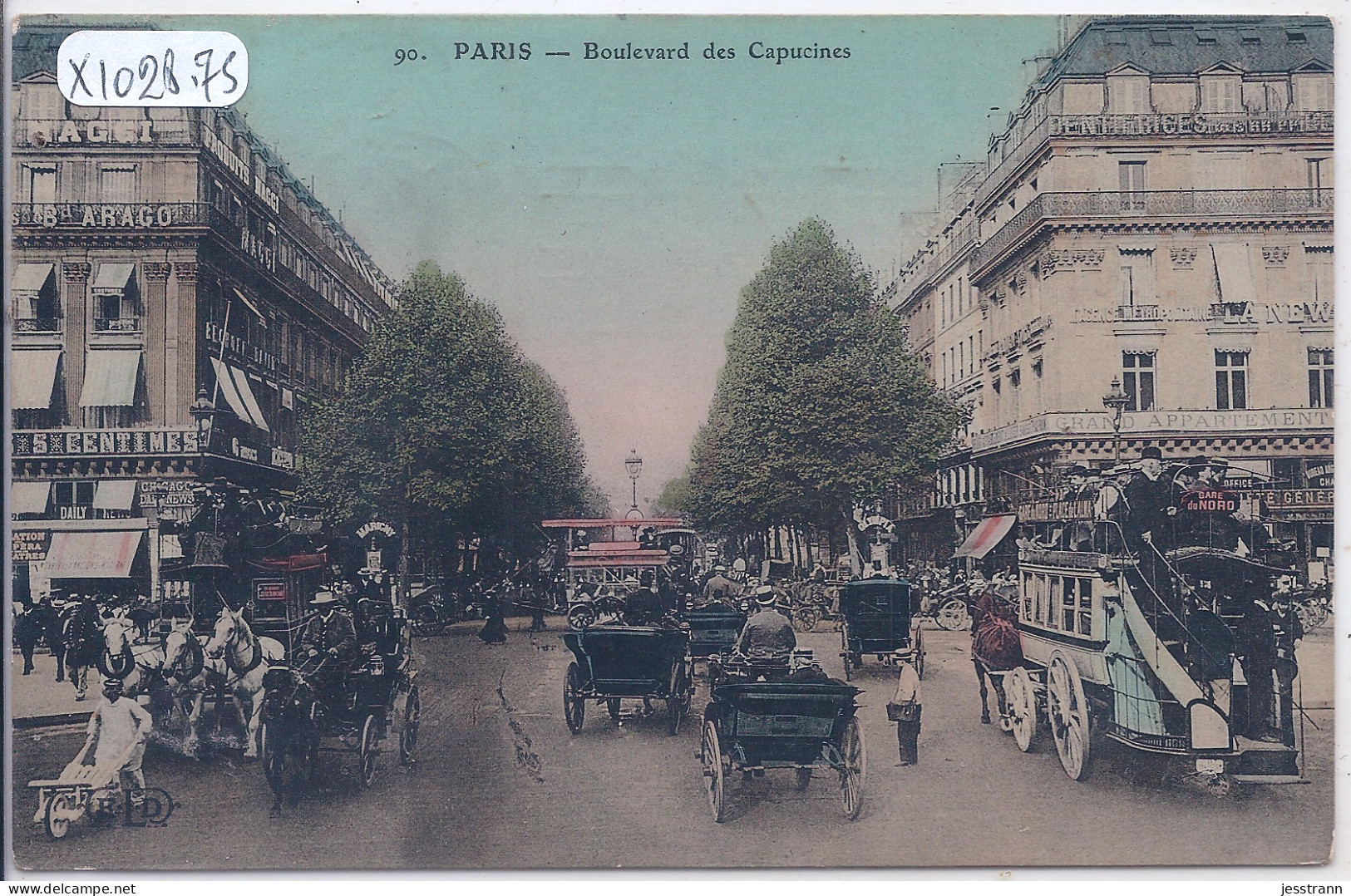 PARIS II EME ET IX EME- BLD DES CAPUCINES- LE TRAFIC ROUTIER- COLORISEE- ELD 90 - Arrondissement: 02