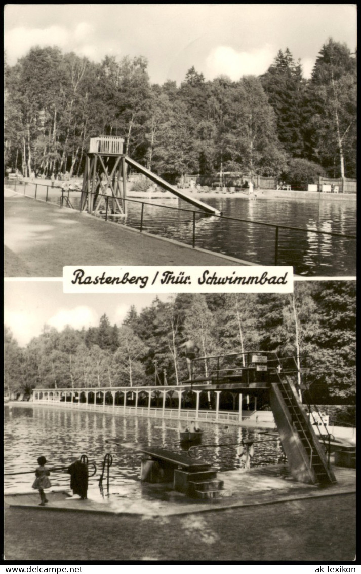 Rastenberg (Thüringen) Schwimmbad Thüringen, 2-Bild-Karte DDR 1965 - Rastenburg