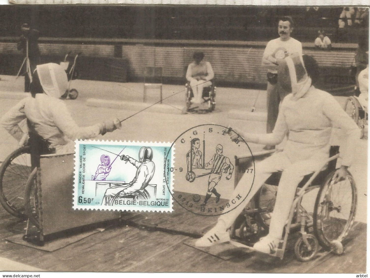 BELGICA TARJETA ESGRIMA FENCING SILLA RUEDAS WHEELCHAIR DEPORTE - Esgrima